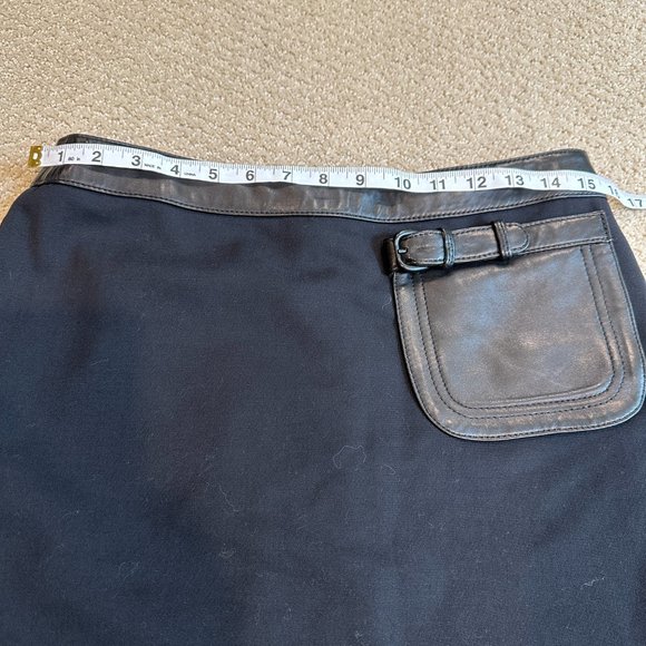 H Hilfiger Skirt Wool Blend Career Leather Accents Office Siren Minimal Size 8 - Picture 7 of 11